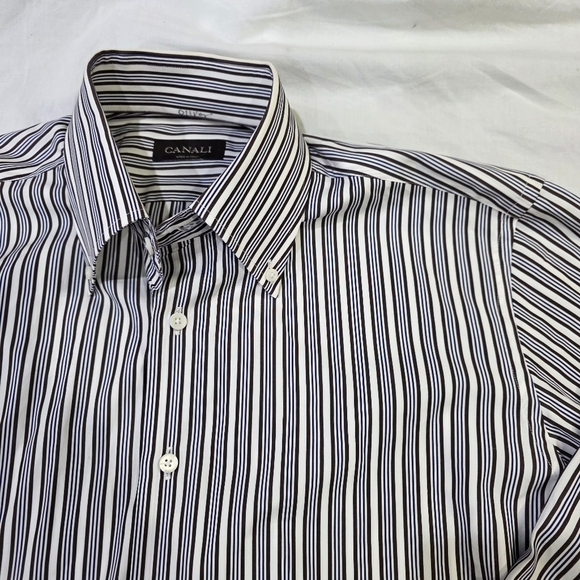 Canali Other - Canali Made In Italy Classic Cotton Striped Designer Shirt Corporate Sartorial